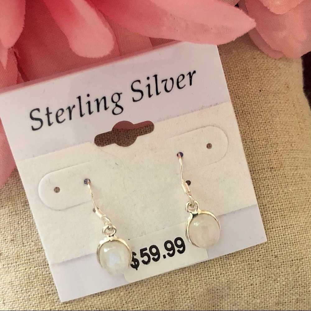NWT Sterling Silver Oval Moonstone Earrings